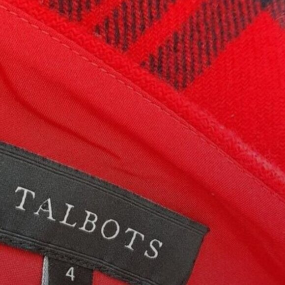 TALBOTS / Wool Blend A-Line Classic Red Plaid Mini Length Skirt Sz 4 - Picture 9 of 11
